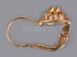 Arany (Au) fülbevaló pár, türkizzel, olasz, fémjel nélkül, bruttó 1,96g