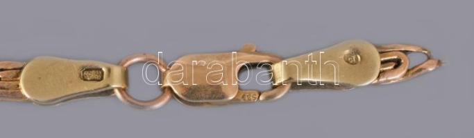 Arany (Au) s-pancer szemes karlánc, sérült, jelzett, 14k, 1,73g