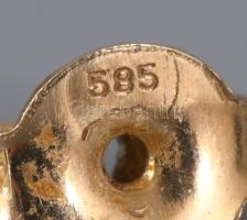Arany (Au) fülbevaló pár kövekkel, jelzett, 14k, bruttó1,84g