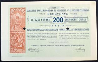 1913. Pernek "Klima-féle Bánya-Kohóművek és Vegyészeti Gyár Részvénytársaság" részvénye 20...