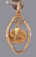 Arany (Au) medál, puttós függővel, jelzett, 14k, 0,42g