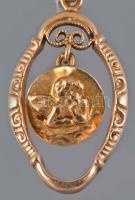 Arany (Au) medál, puttós függővel, jelzett, 14k, 0,42g