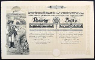 1914. Appony "Appony-Kovarczi Mezőgazdasági és Szeszipari Részvénytársaság" részvénye 200K...