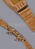 Arany (Au) karóra tok szíjjal, jelzett, 14k, sérült, 6,09g