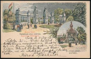 1905 Magyar 5kr díjjegyes millenniumi levelezőlap Németországban felhasználva német bélyeggel / Hung...