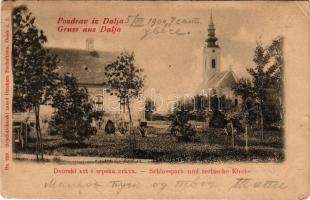1900 Dálya, Dalja, Dalj; Dvorski vrt i srpska crkva. Ottokar Rechnitz / kastélypark, szerb templom / Schlosspark und serbische Kirche / castle park ans Serbian church (kis szakadások / small tears)