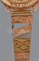 Részben arany (Au) karóra, tokja 14 k arany, szíja részben arany, bruttó 14g