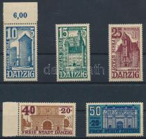 Danzig 1936 Épületek sor Mi 262-266 (Mi EUR 100.-)