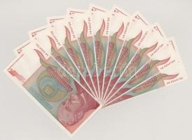 Jugoszlávia 1993. 500.000.000.000D (10x) sorszámkövetők "AB 0264721 - AB 0264730" T:UNC Yugoslavia 1993. 500.000.000.000 Dinara (10x) consecutive serials "AB 0264721 - AB 0264730" C:UNC Krause 137.