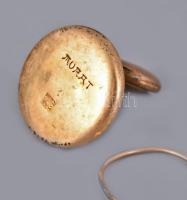 Arany (Au) karika, 14k + arannyal lemezelt gomb bruttó 1,47g + arany (Au) kis sérült medál kő beraká...