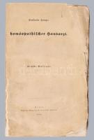 Hering, Constantin: Constantin Hering's homöopathischer Hausarzt. Nach den besten homöopathischen Werken und eignen Erfahrungen bearbeitet; mit den Zusätzen der DD. Goullon, Groß und Stapf. Jena, 1849. Friedrich Frommann., 332p Kiadói, sérült papírborítóval . Utolsó lapon kis hiány, hátsó borító hiányzik / Publisher's, damaged paper cover, 332 pages. Small defect on last page, back cover missing.