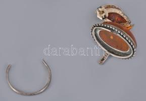 Vegyes ezüst (Ag) ékszer tétel, közte sérültek, kőberakással, borostyán berakással, bruttó 19,1g