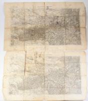 cca 1900 Fehértemplom (Weisskirchen) és Szászkabánya környéke, 2 db (egyforma) katonai térkép, viseltes állapotban, feljegyzésekkel, 47,5x61,5 cm