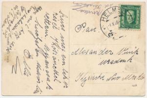 1928 Királyhelmec, Helmec, Kralovsky Chlumec; városháza Rákóczi utca részlettel, H. Prero Henrik üzl...