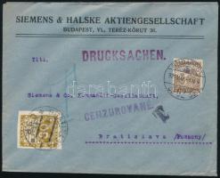 1921 Levél Budapestről 20f bérmentesítéssel Pozsonyba, megportózva / Cover to Bratislava with postag...