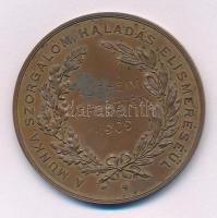 1909. "A Budapesti Férfi-szabók Ipartestülete / A munka, szorgalom, haladás elismeréséül" kétoldalas bronz emlékérem "Altheim Keresztély" nevére gravírozva (50mm) T:XF