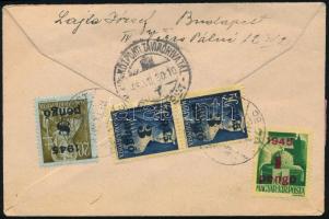 1945 (2. díjszabás) Budapest helyi ajánlott expressz levél 4 db bélyeggel / Local registered express...