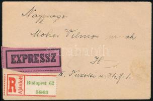 1945 (2. díjszabás) Budapest helyi ajánlott expressz levél 4 db bélyeggel / Local registered express...