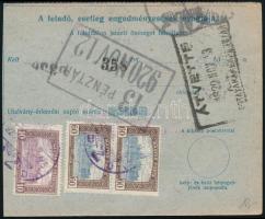 1920 Postautánvételi lap 130K bérmentesítéssel, postatakarék-pénztári bélyegzéssel