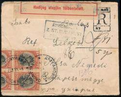 1917 Cenzúrázott ajánlott levél / Censored registered cover