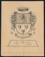 Jelzés nélkül: Gróf Mikó Imre (címeres ex libris). Metszet, papír, apró (foxing) foltokkal, 11,5x9 cm