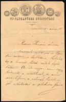 1891 Új-Tátrafüred Gyógyfürdő fejléces levélpapírjára írt személyes hangvételű levél