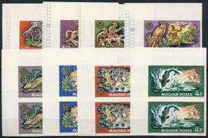 1971 Vadászati világkiállítás vágott sor ívsarki párokban / Mi 2664-2671 imperforate corner pairs