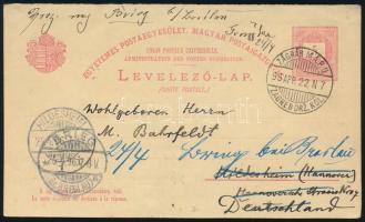 1896 5kr díjjegyes levelezőlap Németországba / PS-card to Germany "ZÁGRÁB M.Á.P.U. / ZAGREB DRZ...