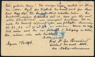 1896 5kr díjjegyes levelezőlap Németországba / PS-card to Germany "ZÁGRÁB M.Á.P.U. / ZAGREB DRZ...