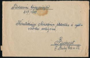 1945.10.26. Levél 20 bélyeges hátoldali bérmentesítéssel