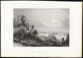 William Henry Bartlett (1809-1854) - Robert Wallis (1794-1878): Buda látképe (City of Buda, or Ofen). Acélmetszet, papír, jelzett a metszeten, 12,5x18 cm