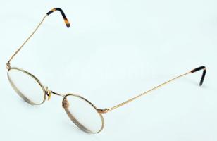 Régi, drótkeretes szemüveg, tokkal