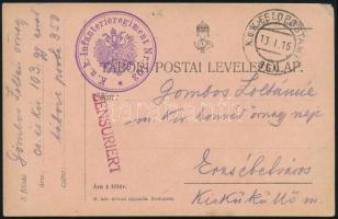 1916 Tábori posta levelezőlap "K.u.k. Infanterieregiment Nr. 103" + "FP / 350"