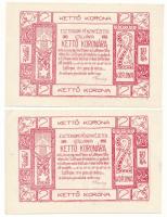 1919. Esztergom 1919. június 10. 2K "Esztergomi Pénzintézetek Utalványa" (2x) sorszámkövet...