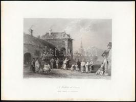 William Henry Bartlett (1809-1854) - W. Mossman: Esküvő Orsován (A Wedding at Orsova). Acélmetszet, papír, jelzett a metszeten, 12x18 cm