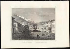 Ludwig Rohbock (1820-1883) - G. Heisinger: A mehádiai fürdő (Bad be Mehadia), Erdély. Acélmetszet, papír, jelzett a metszeten, 12,5x17 cm