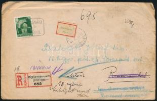 1944 Ajánlott levél "NYÍRVASVÁRI" postaügynökségi bélyegzéssel, "Elköltözött." jelzéssel visszaküldve