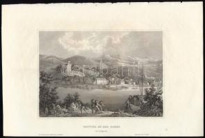 cca 1850 Kiskőszeg (Batina) látképe a Duna partján (Battina an der Donau in Ungarn). Acélmetszet, papír, 10x14,5 cm