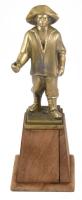 Horgász szobor, bot nélkül, Réz, fa talapzattal 25 cm