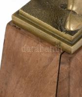 Horgász szobor, bot nélkül, Réz, fa talapzattal 25 cm