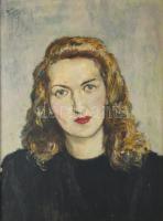 Biai-Föglein István (1905-1974): Fiatal hölgy portréja. Olaj, vászon, jelzett. Dekoratív fakeretben. 60x45 cm.