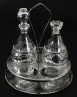 Hiányos olaj-ecet szervírozó készlet, 2 üveggel, m: 17 cm