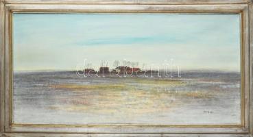 Kurucz D. István (1914-1996): Tanya. Olaj, vászon, jelezve jobbra lent, fakeretben, 40x81 cm