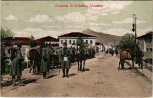 Shkoder, Shkodra, Skadar, Skodra, Scutari, Skutari; Eingang in Shkodra / WWI K.u.K. military, soldiers (Rb)