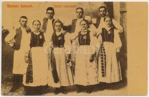 Zsibó, Jibou; Zsibói népviselet. Zörgő György kiadása 453. (W.L. ?) / Transylvanian folklore (ragasztónyom / glue marks)