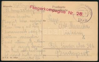 1917 Tábori posta képeslap / Field postcard "Fliegerkompagnie Nr.28." + "FP 195/IV&qu...