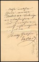 1893 gróf Erdődy Jenny saját kezűleg írt, német nyelvű levele, "Herr von Csécsy" megszólít...