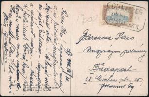1916 Képeslap "DUNASZEG" postaügynökségi bélyegzéssel Budapestre