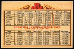 1928 BNV - Budapesti Nemzetközi Vásár kártyanaptár