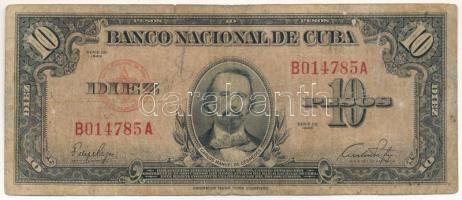 Kuba 1949. 10P "B014785A" T:VG tűlyukak Cuba 1949. 10 Pesos "B014785A" C:VG pinholes Krause P#79a